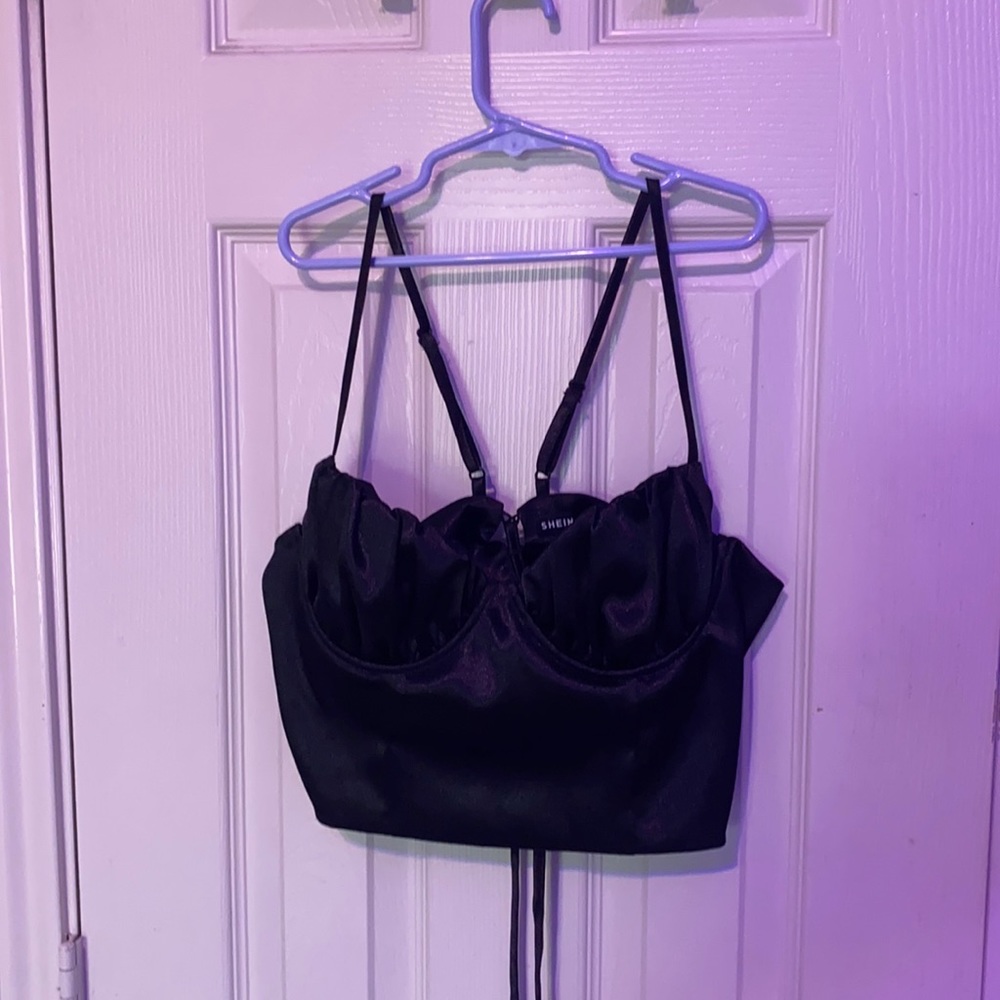 Black satin top